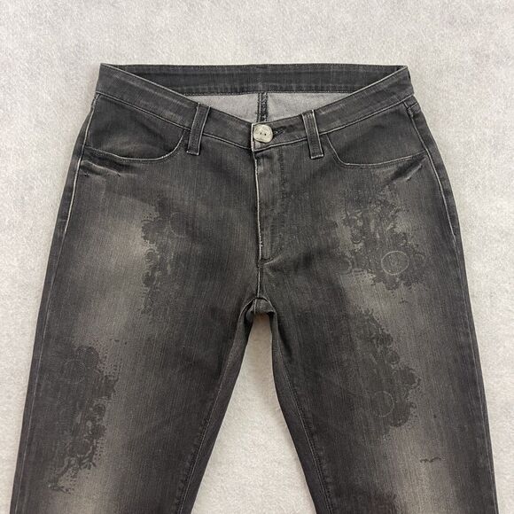 Legatte Jeans Womens 12 Black Charcoal Wash Vintage Floral Straight  Made Italy - Picture 11 of 11